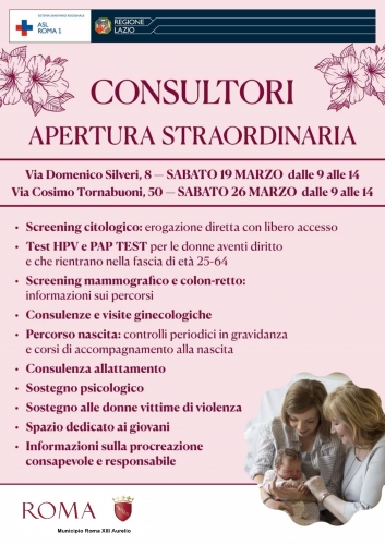 19 e 26 marzo Open Day Consultori Familiari Distretto 13