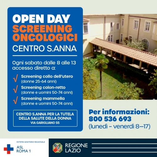 Open Day Screening Oncologici al Centro Sant’Anna