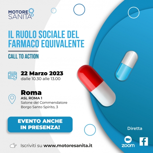 22 marzo Evento Il ruolo sociale del farmaco equivalente al Santo Spirito