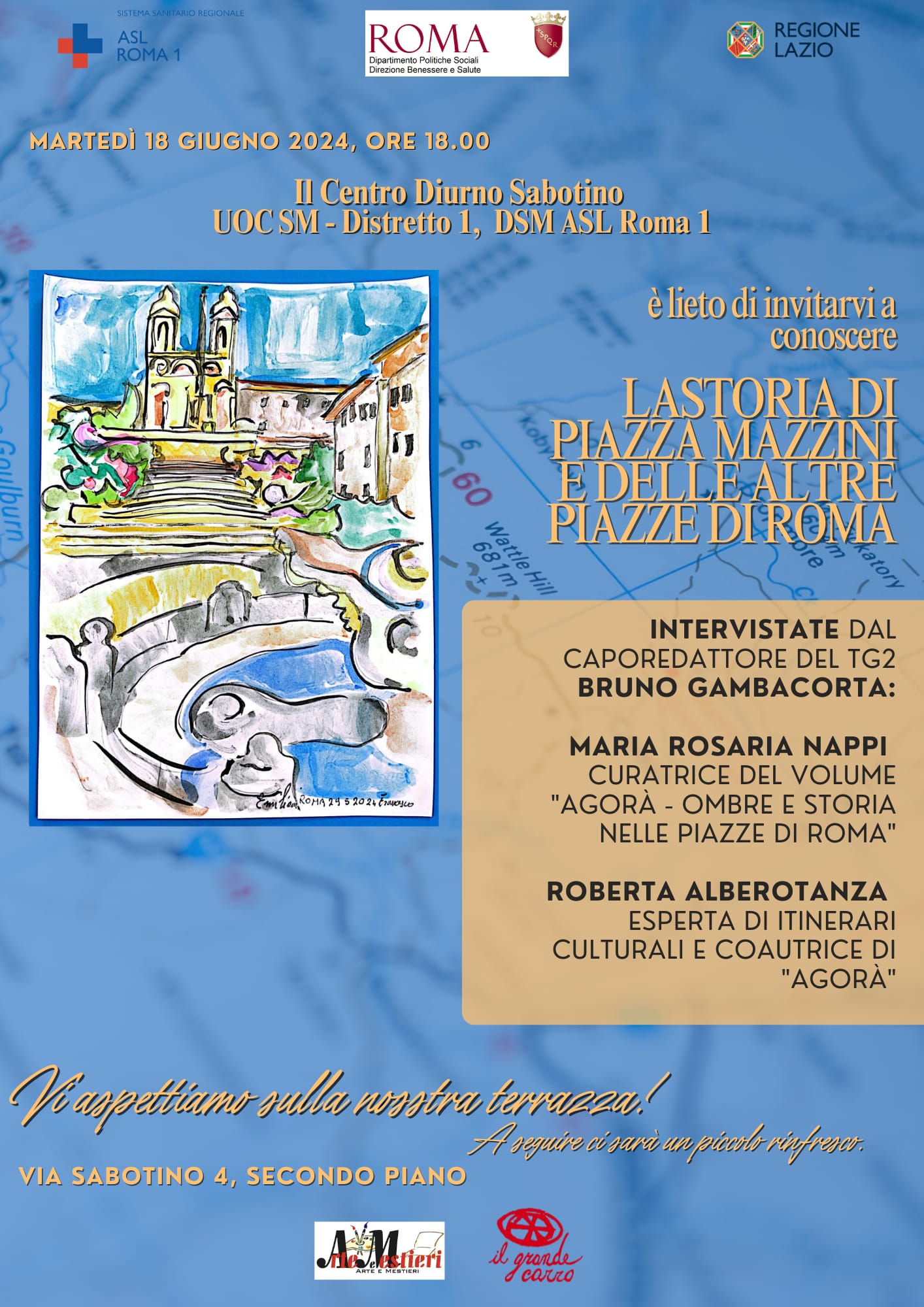 18 giugno Il Centro Diurno Sabotino organizza “La storia di piazza Mazzini e delle altre piazze di Roma”