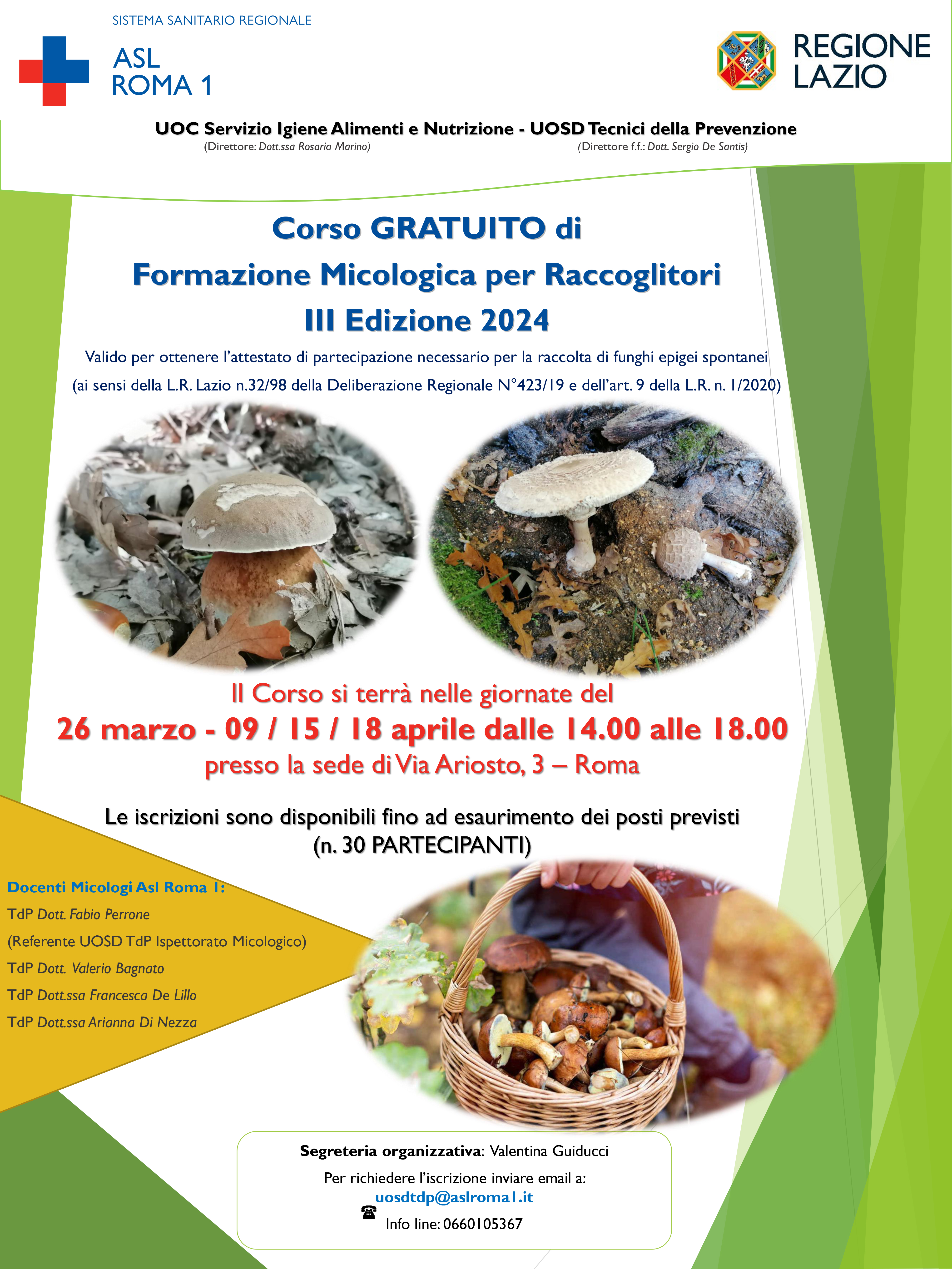 Corso di formazione Micologica per la raccolta di funghi spontanei nel Lazio - III Edizione