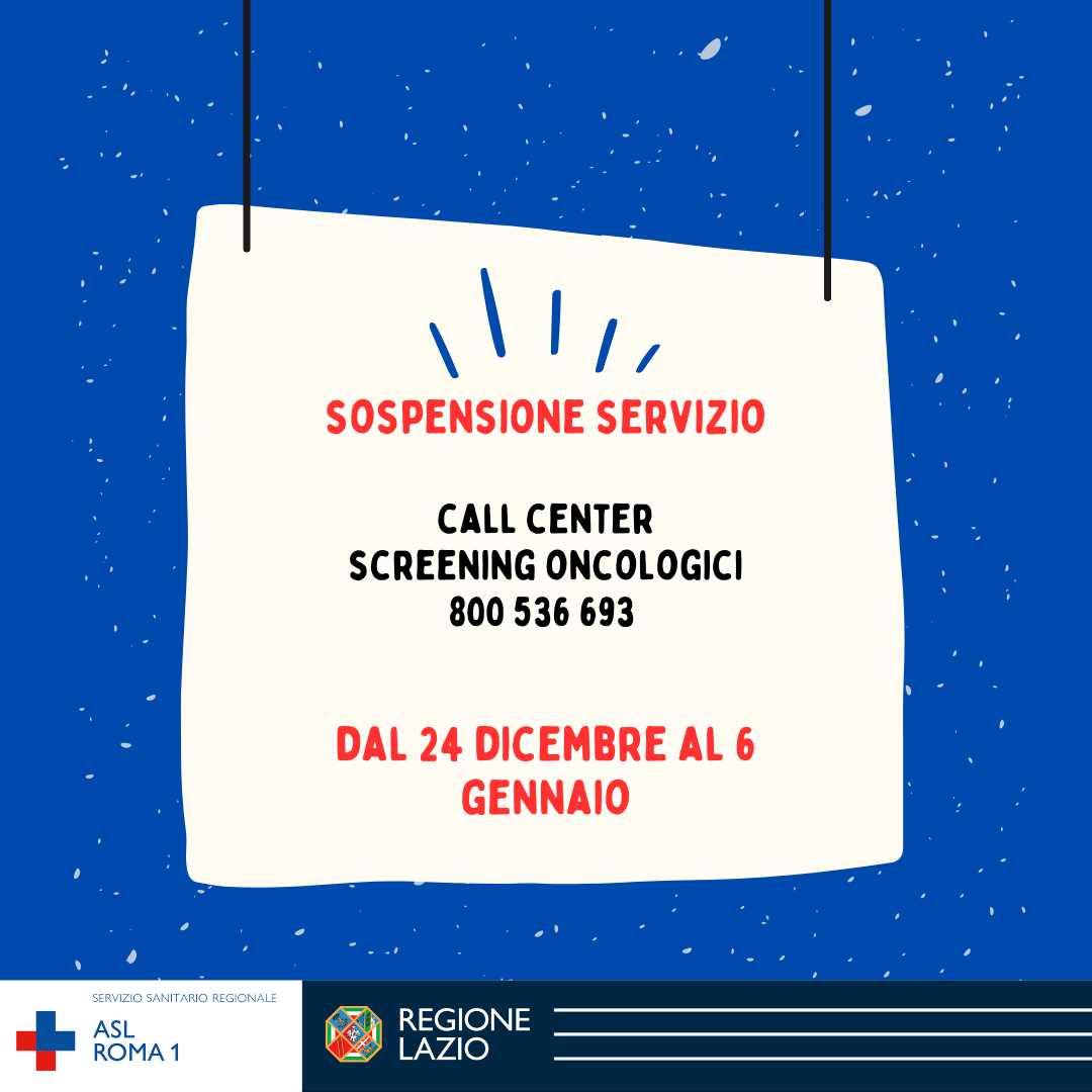 Sospensione Call Center Screening Oncologici dal 24 dicembre al 6 gennaio