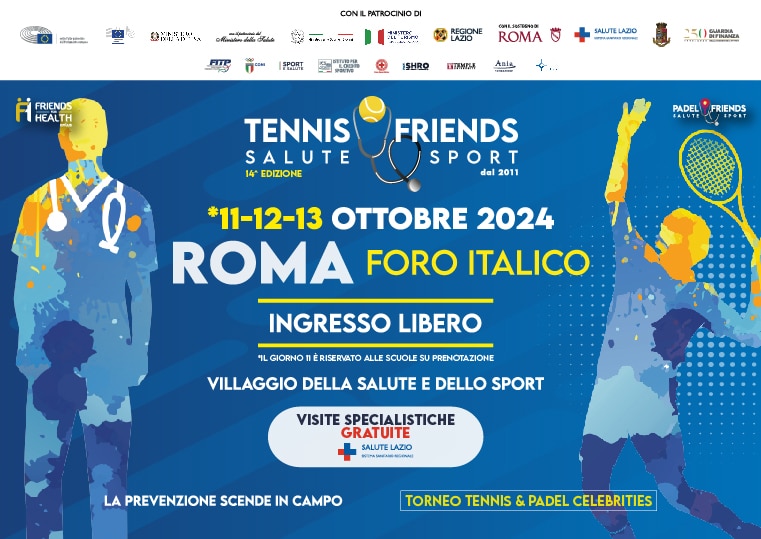Tennis & Friends: dall’11 al 13 ottobre la ASL Roma 1 in campo con la prevenzione