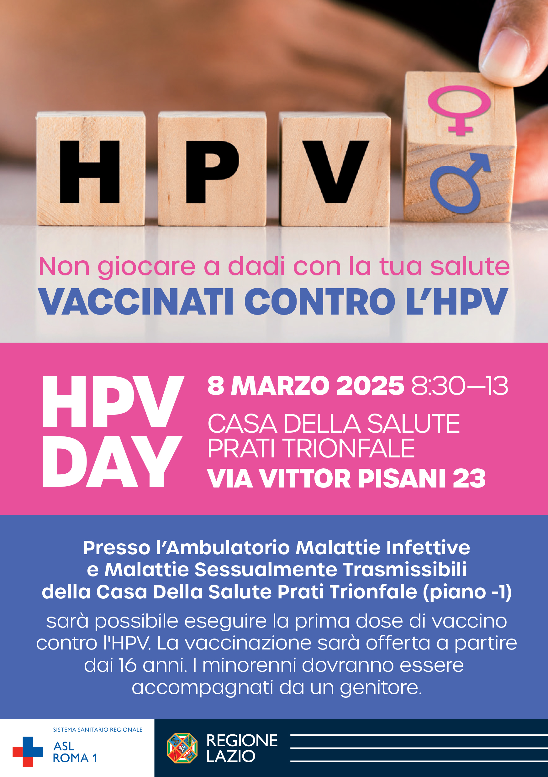 8 marzo HPV Day: open day vaccinazioni contro il Papilloma Virus alla Casa della Salute Prati-Trionfale