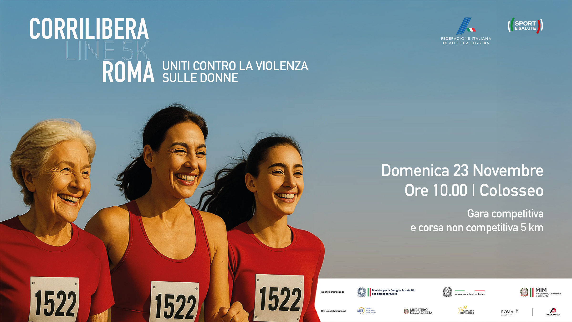 Corri Libera, a Roma il 23 novembre 2025 la corsa contro la violenza sulle donne