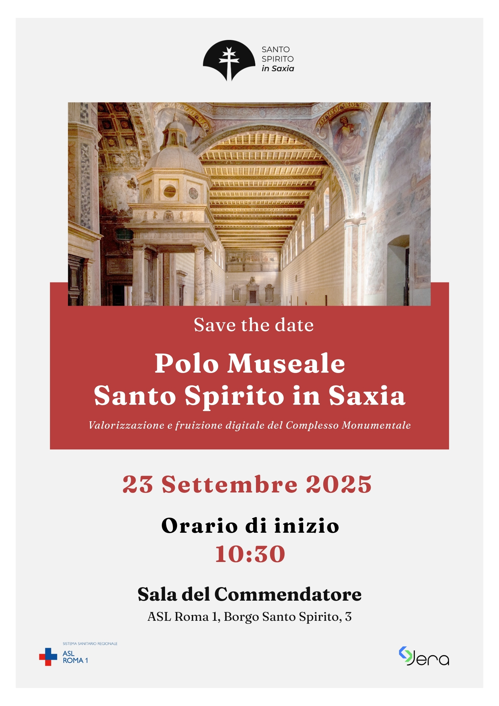 Il 23 settembre la presentazione della piattaforma virtuale “Santo Spirito in Saxia”