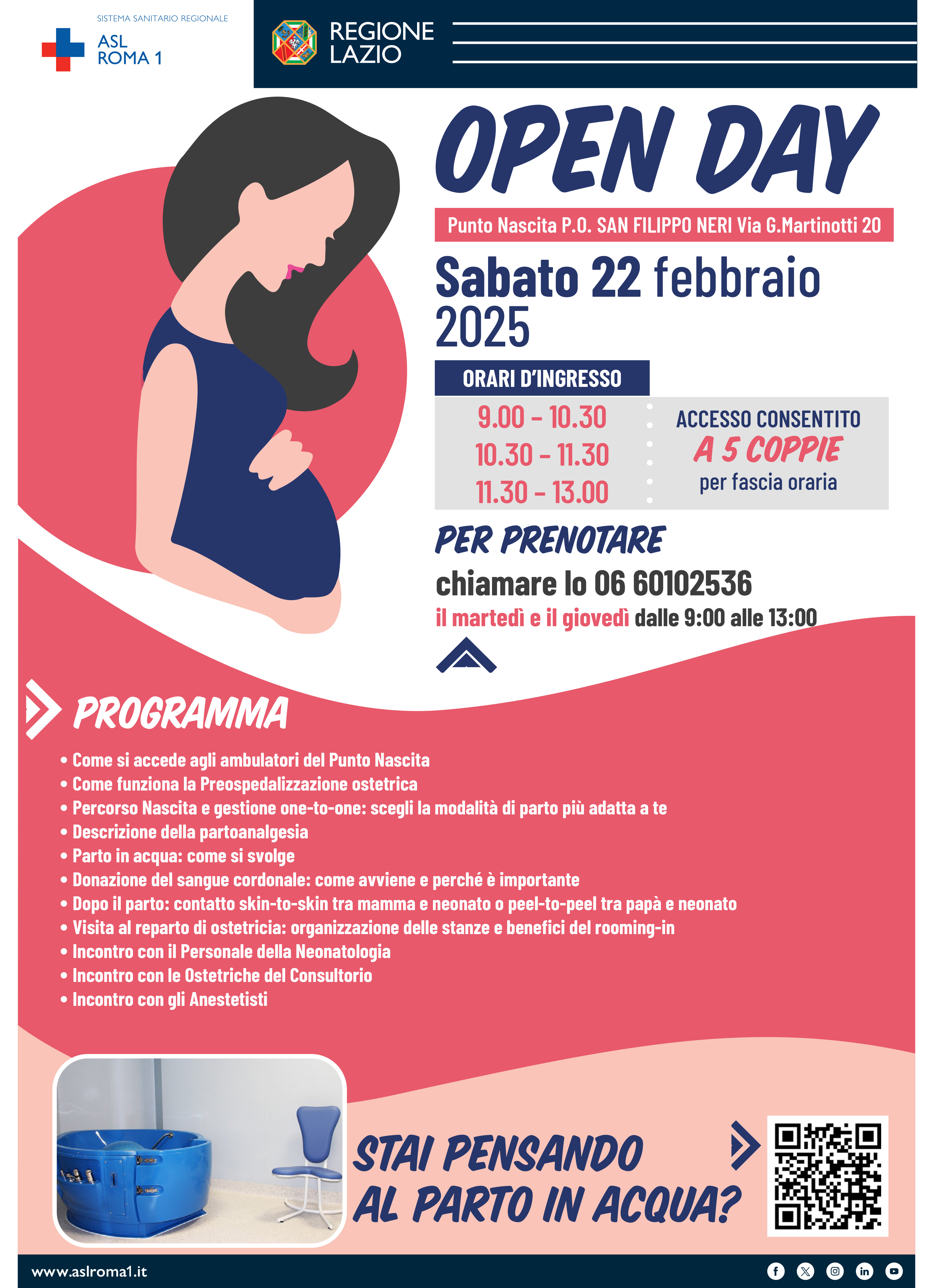 22 febbraio Open Day Punto Nascita al P.O. San Filippo Neri