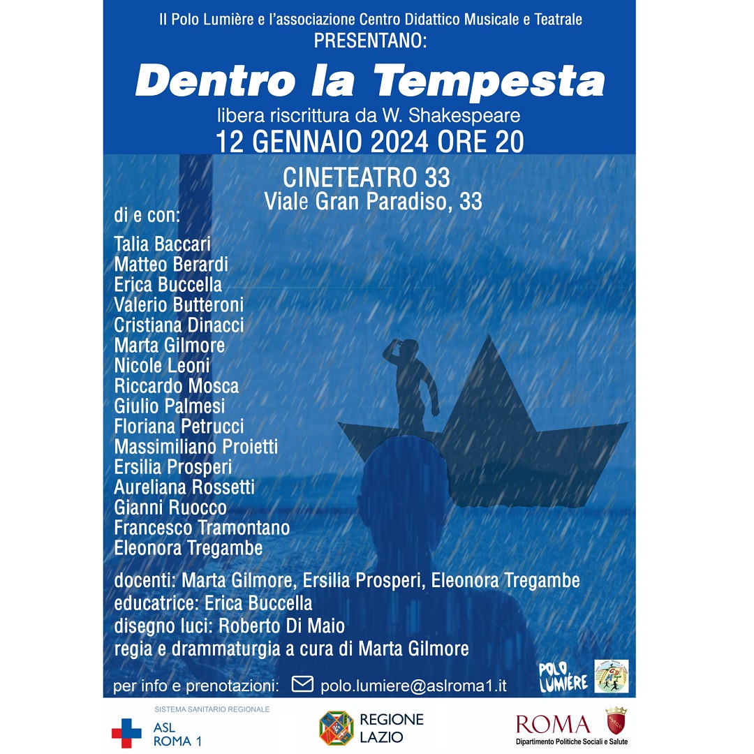 12 gennaio Spettacolo teatrale del Polo Lumière “Dentro la tempesta”