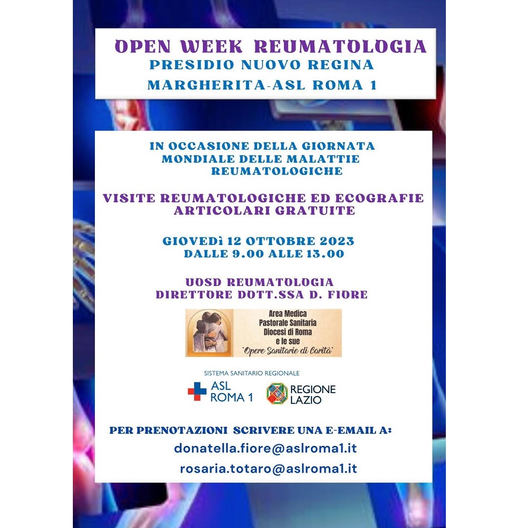 12 ottobre Open Week Reumatologia al Nuovo Regina Margherita