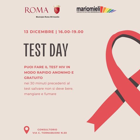 13 dicembre HIV Test Day al Consultorio Tornabuoni