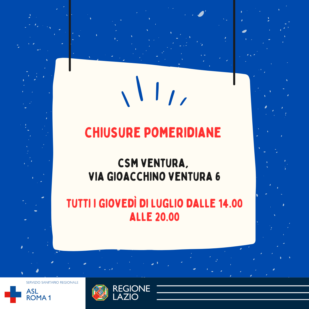 Chiusura pomeridiana CSM Ventura tutti i giovedì di Luglio