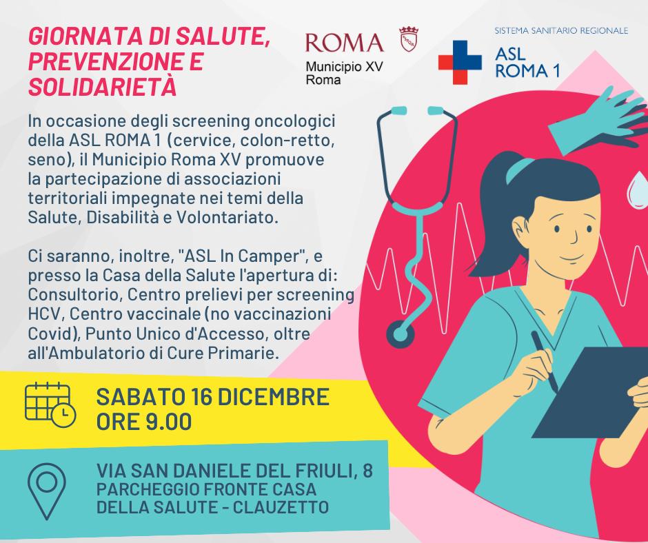 Il 16 dicembre Giornata di salute, prevenzione e solidarietà alla Casa della Salute Labaro-Prima Porta