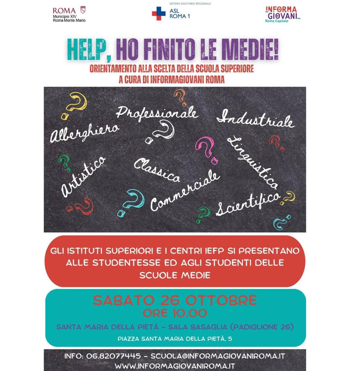 26 ottobre “Help, ho finito le medie!”, incontro di orientamento e informazione