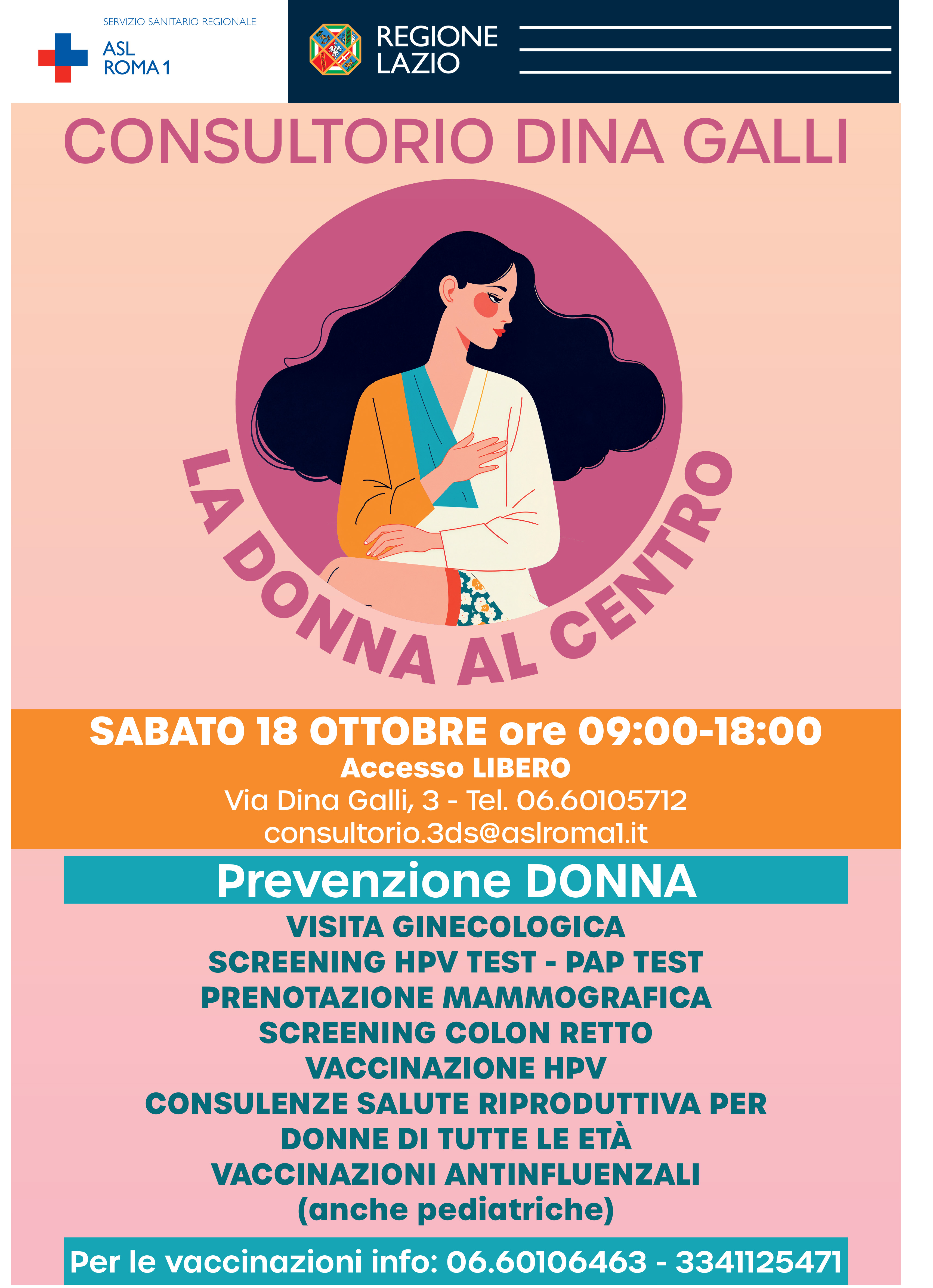 18 ottobre Open Day "La Donna al Centro" al Consultorio Dina Galli