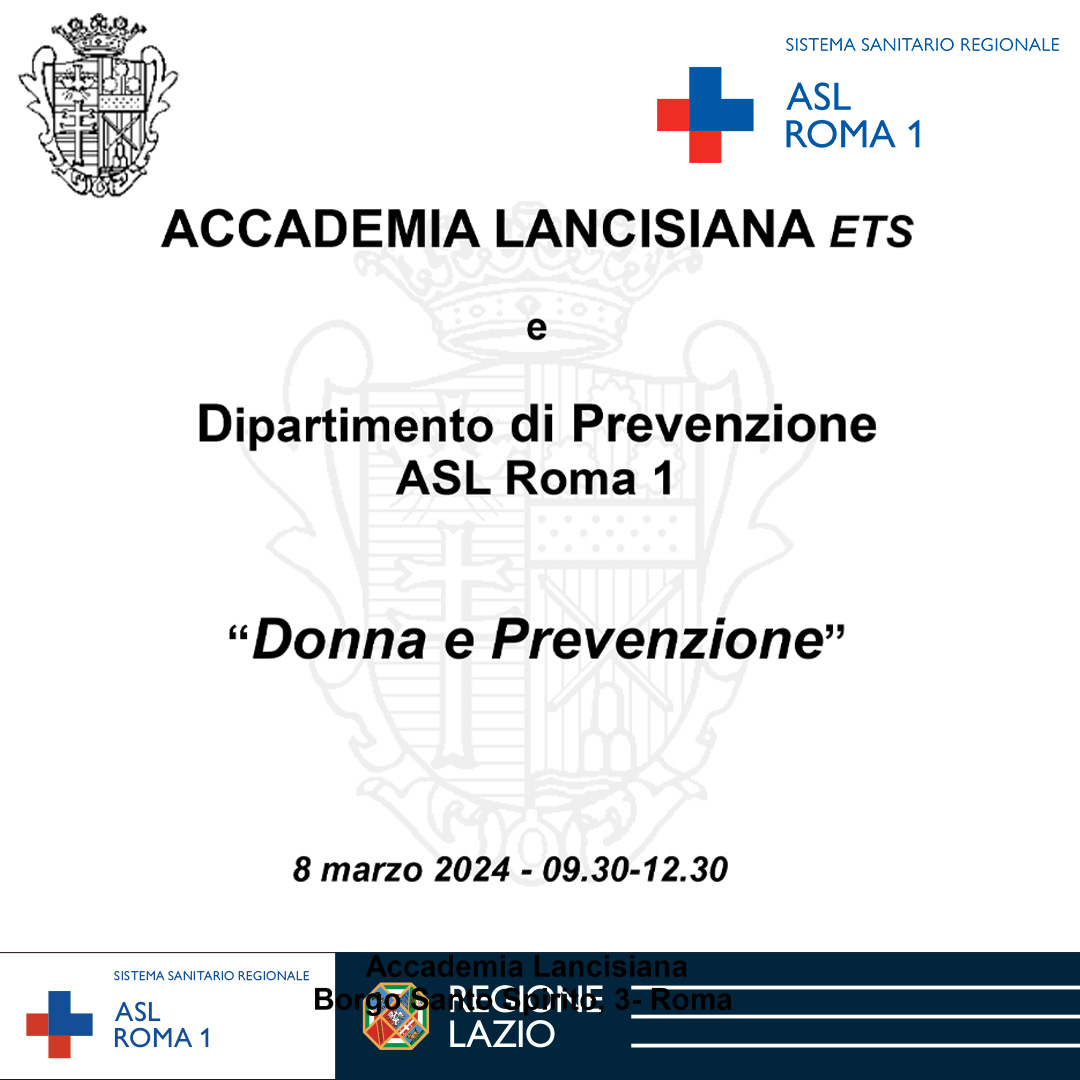 8 marzo evento "Donna e Prevenzione" all'Accademia Lancisiana