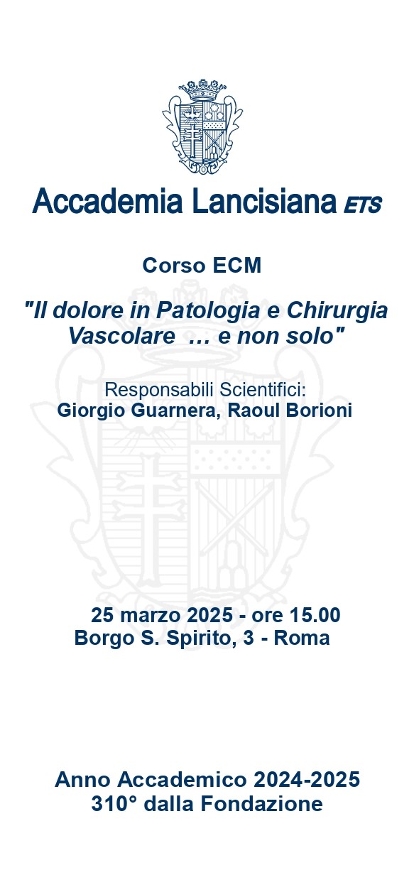 25 marzo Corso ECM "Il dolore in Patologia e Chirurgia Vascolare… e non solo"