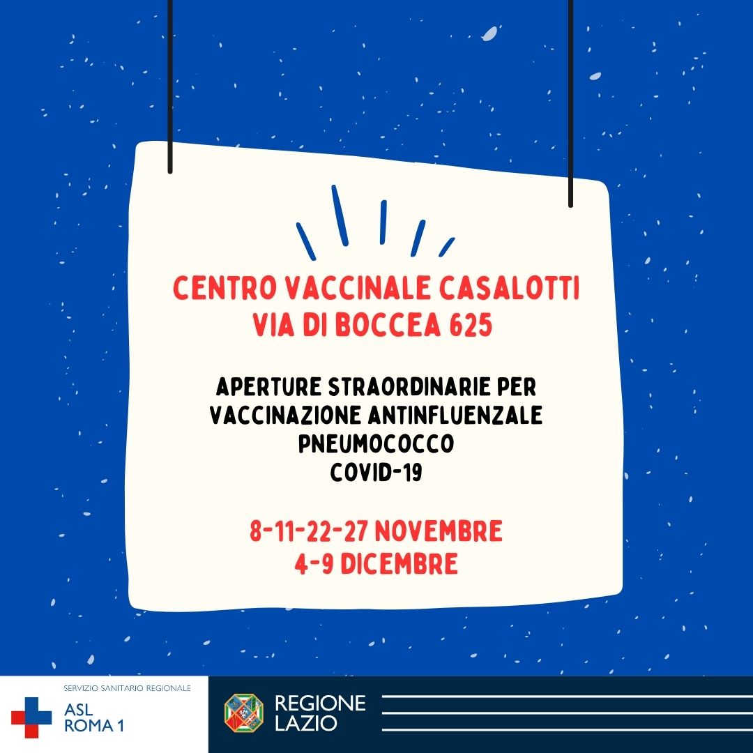 Centro Vaccinale Boccea 625: aperture straordinarie per vaccinazioni antinfluenzali, covid e antipneumococco