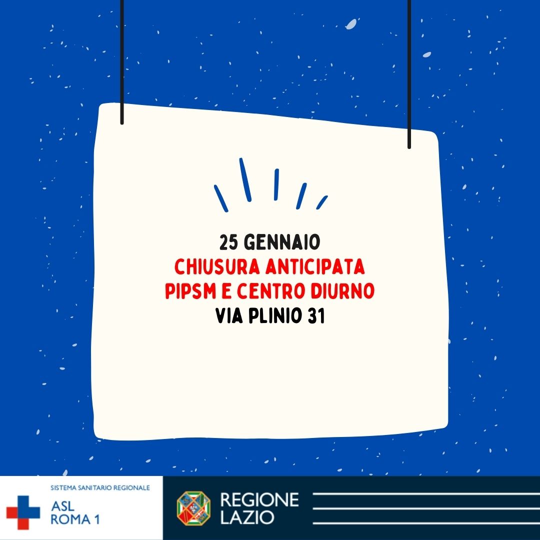 25 gennaio sospensione anticipata servizi PIPSM e Centro Diurno via Plinio 31