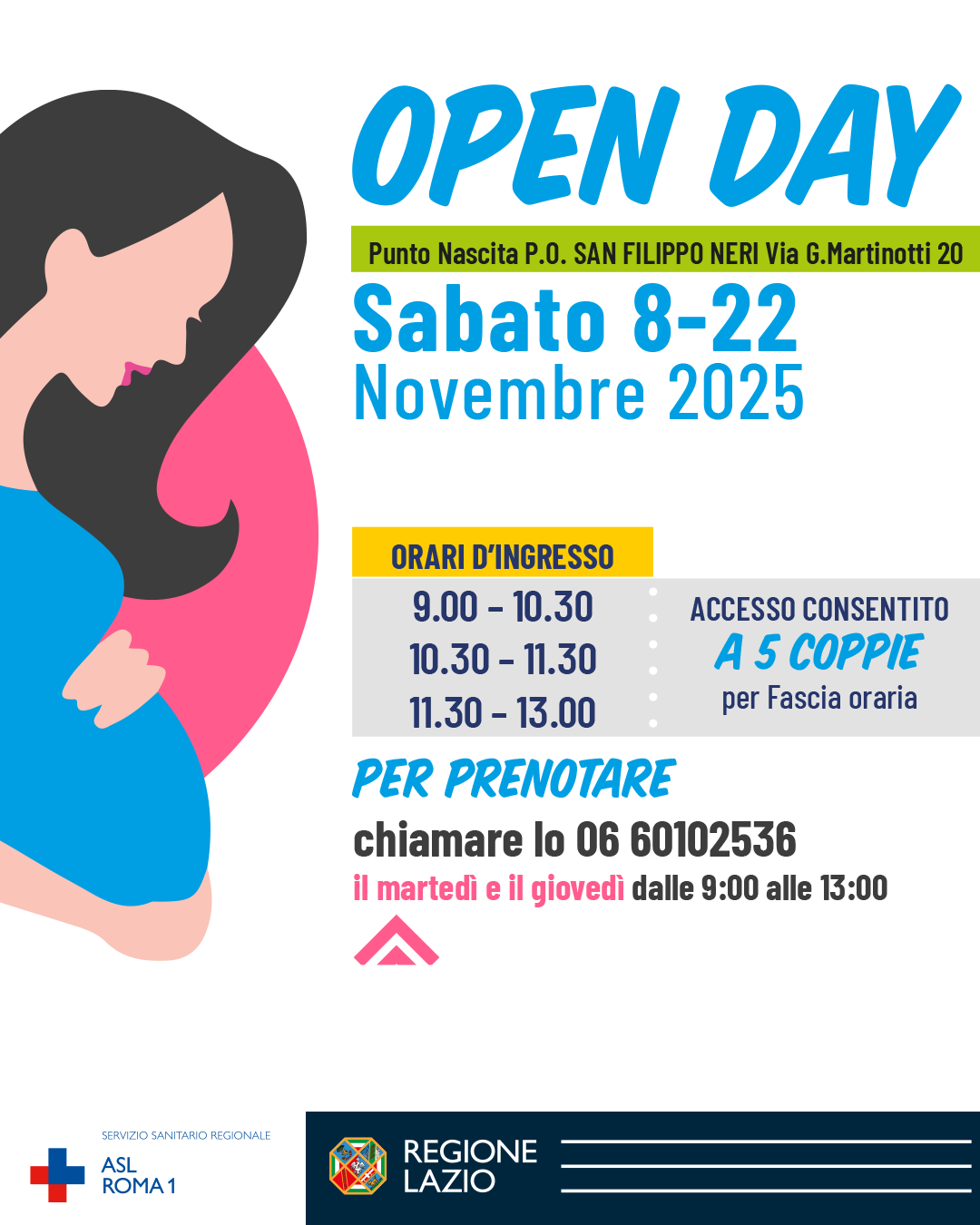 Open Day Punto Nascita all'Ospedale San Filippo Neri, come aderire agli appuntamenti dell'8 e del 22 novembre