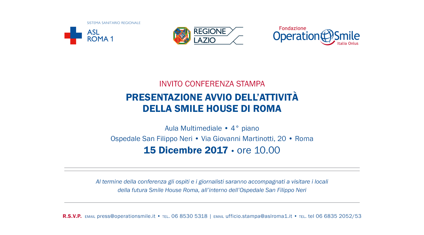 Conferenza Stampa Avvio Attività Smile House Roma - P.O. San Filippo Neri ASL Roma 1