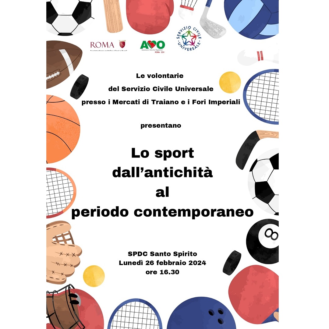 26 febbraio Incontro “Lo sport dall’antichità al periodo contemporaneo” col Servizio Civile