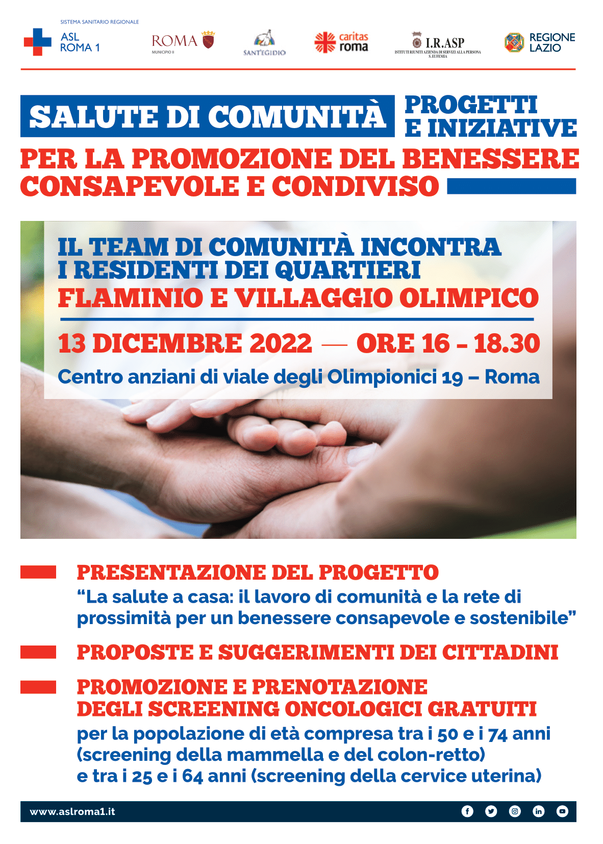 13 dicembre incontro “Salute di Comunità: progetti e iniziative per la promozione del benessere consapevole e condiviso”