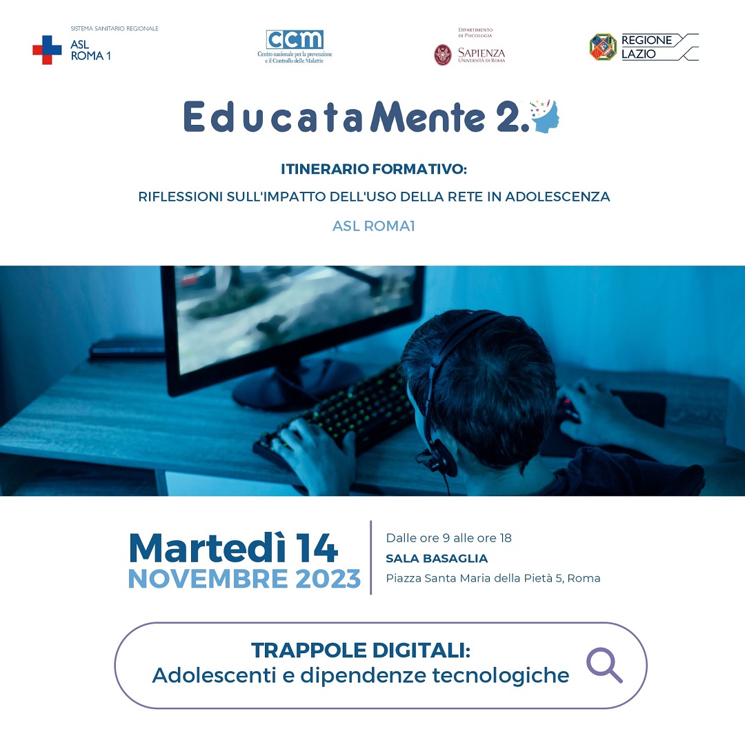 14 novembre Seminario EducataMente 2.0 “Trappole digitali: adolescenti e dipendenze tecnologiche”