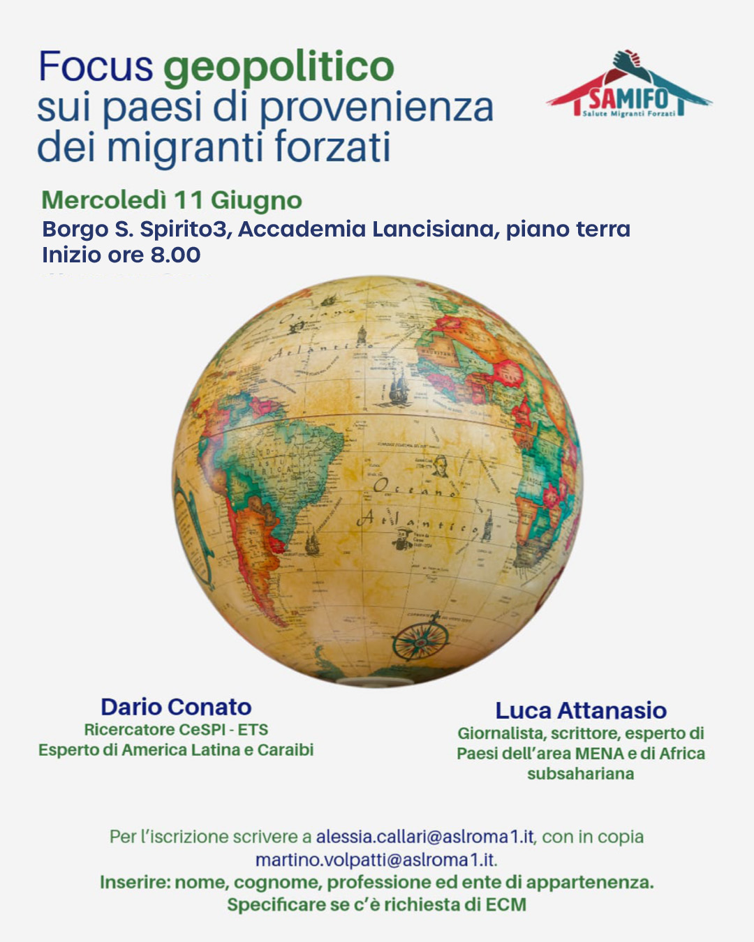 11 giugno evento ECM "Focus geopolitico sui paesi di provenienza dei migranti forzati"