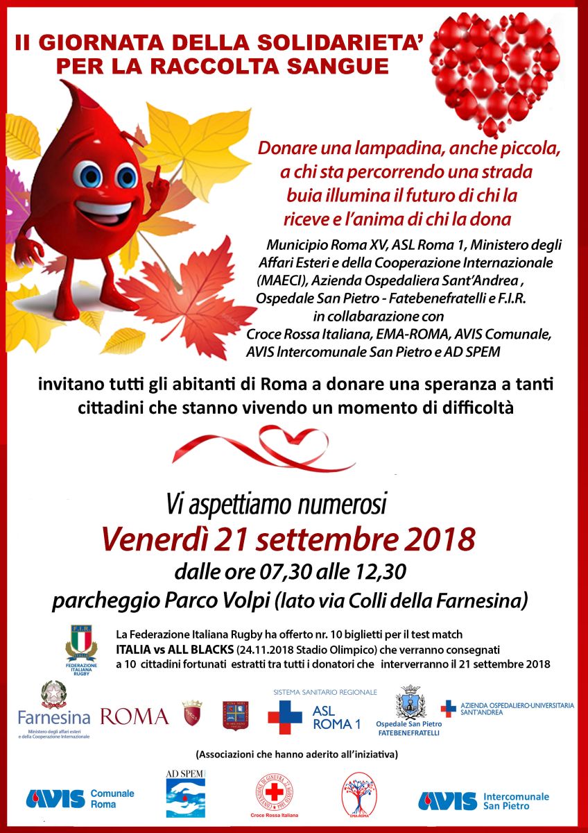 III giornata di solidarietà per la raccolta sangue 2018