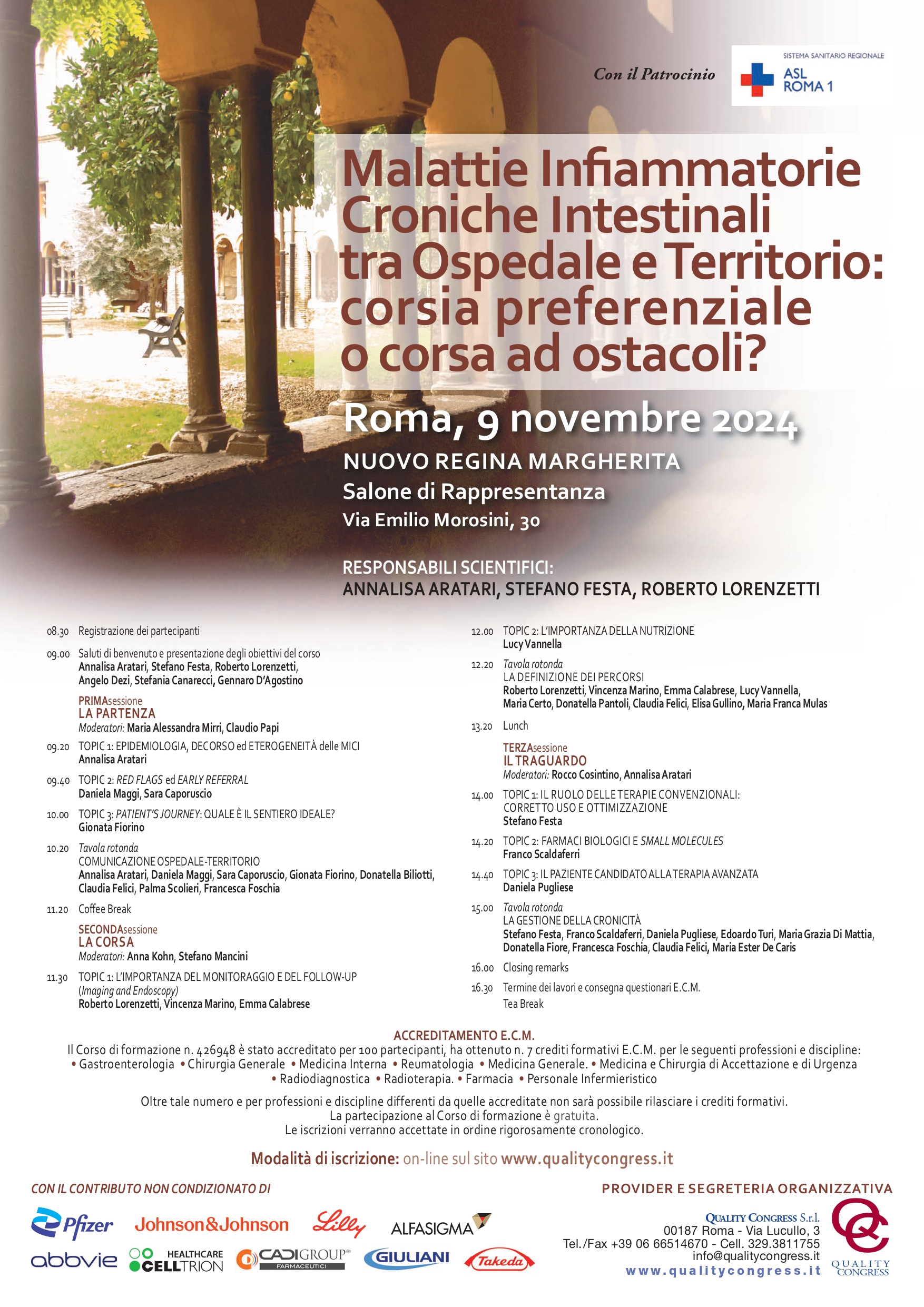 9 novembre Corso ECM nel Salone di Rappresentanza del Nuovo Regina Margherita