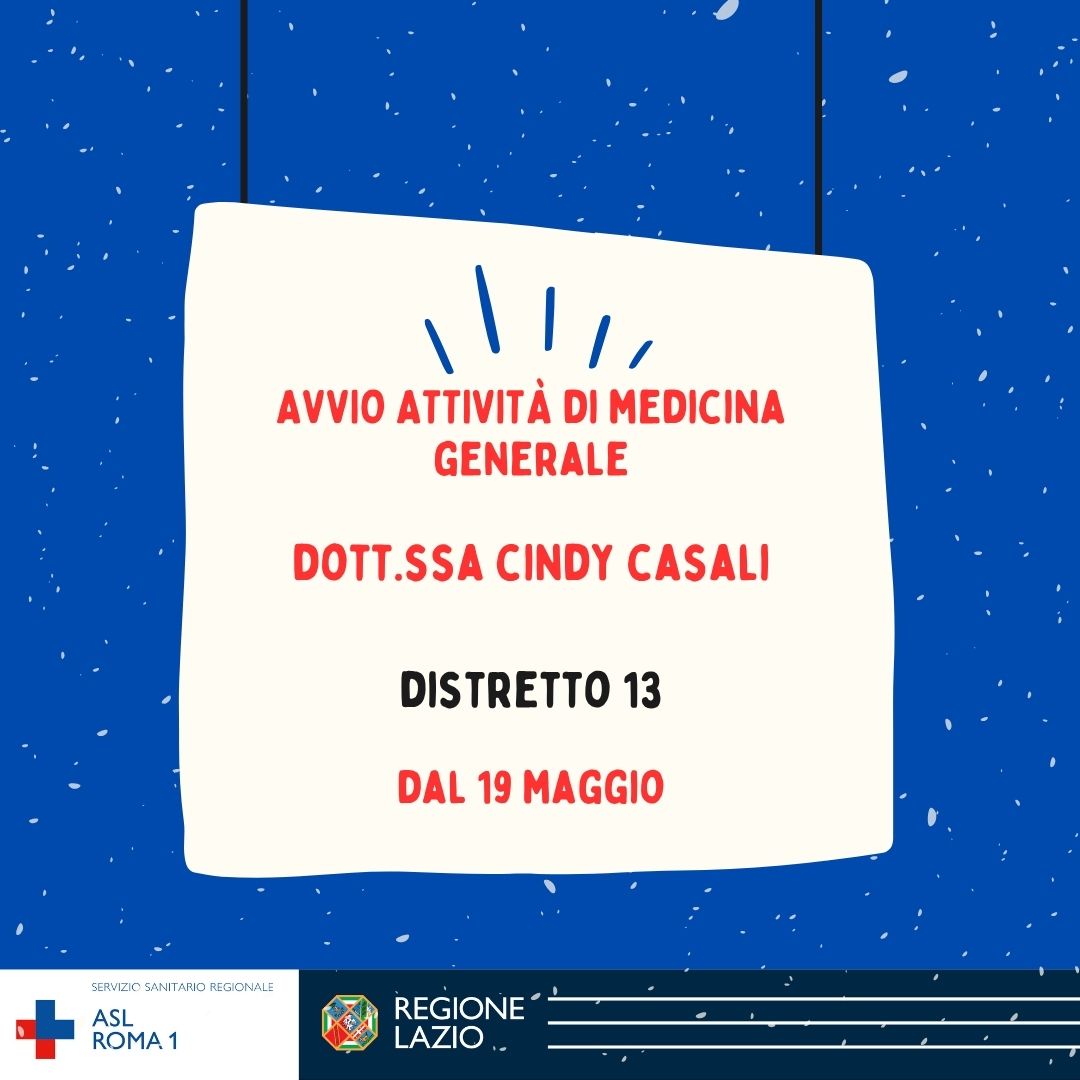 Avvio nuova attività di Medico di Medicina Generale - Dott.ssa Cindy Casali