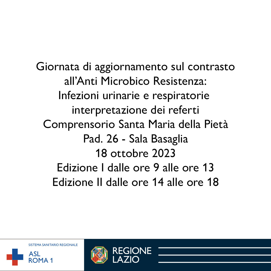 18 ottobre Giornata di aggiornamento sul contrasto all’Anti Microbico Resistenza
