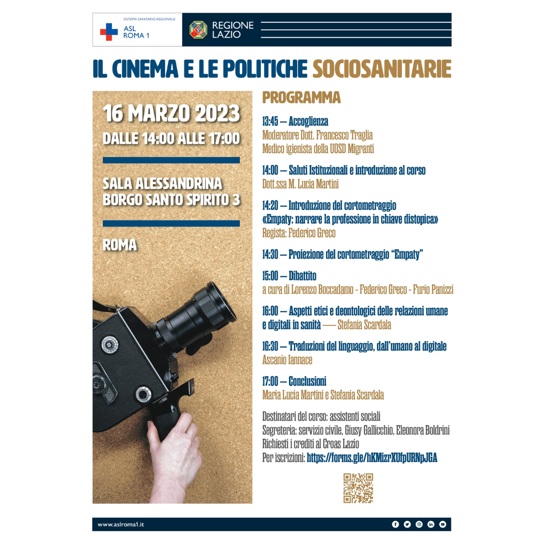 locandina 16 marzo Seminario Il cinema e le politiche sociosanitarie
