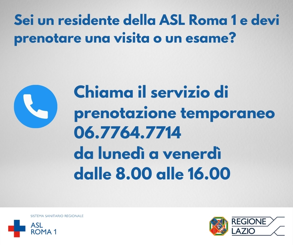 Prenotazioni agli sportelli aziendali e servizio telefonico temporaneo: chiama lo 06.7764.7714