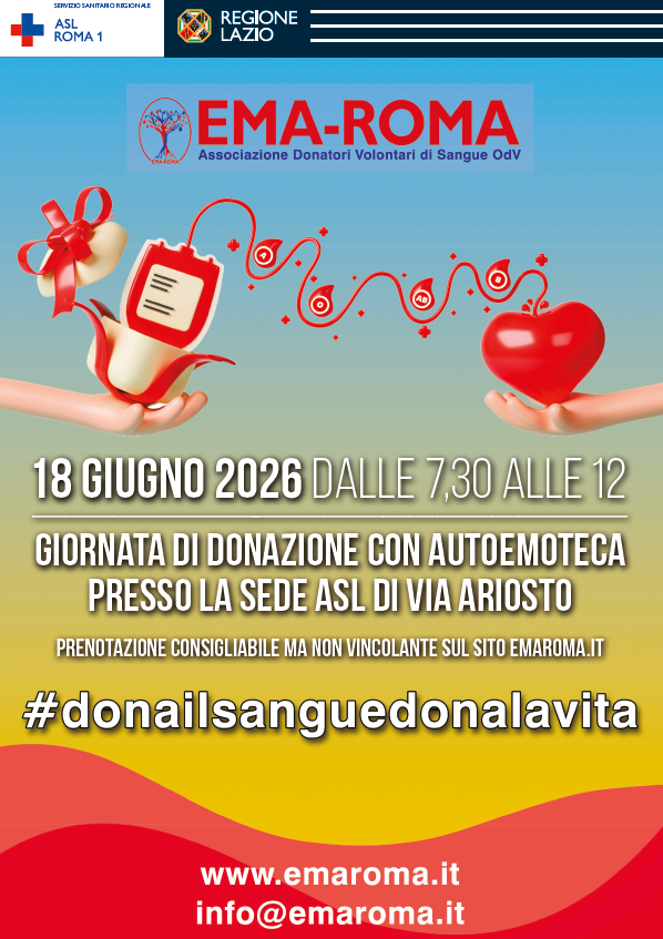 Il 18 giugno dalle 7.30 alle ore 12.00 Giornata di donazione del sangue a Via Ariosto