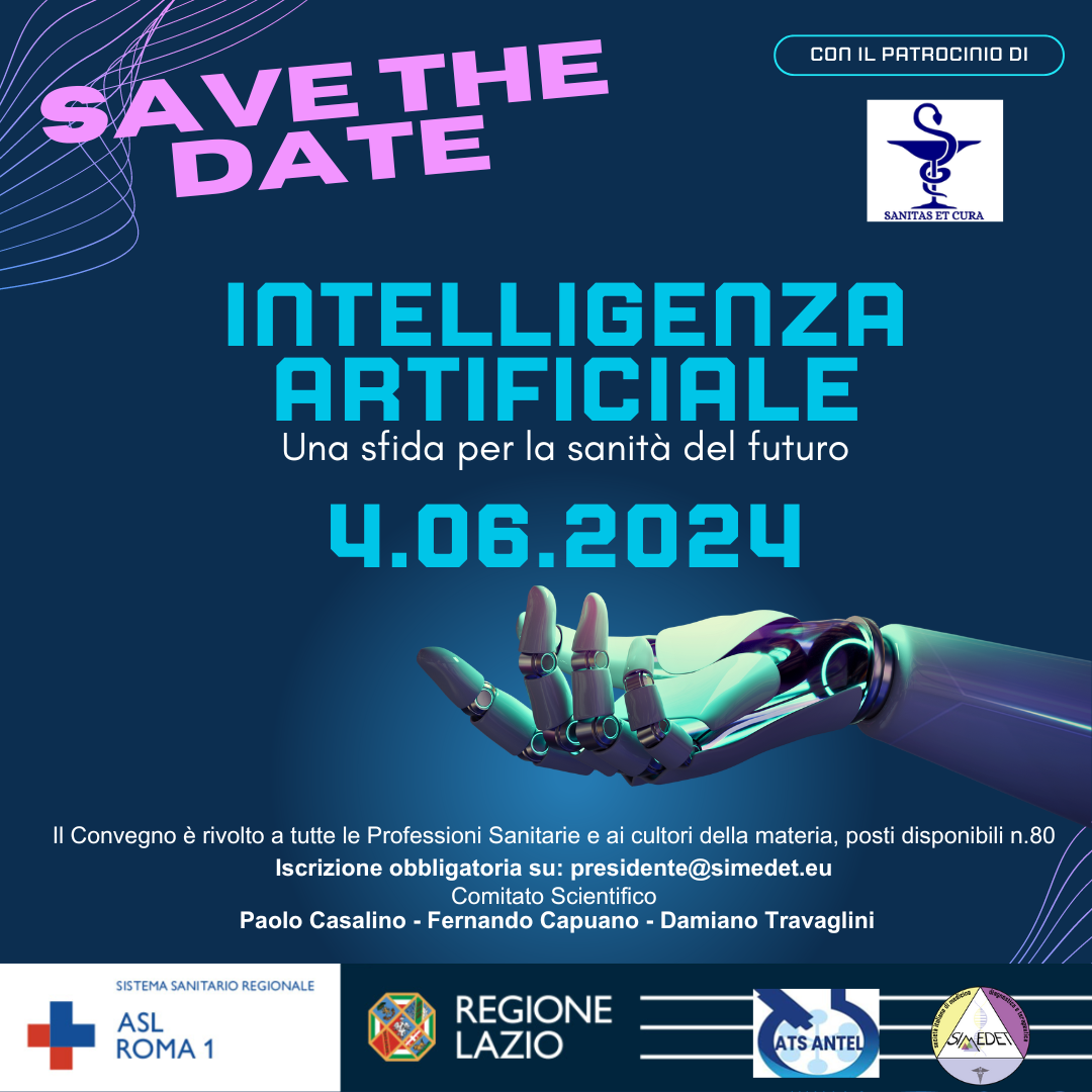 4 giugno Evento “Convegno Scientifico multidisciplinare Intelligenza Artificiale: questo nuovo strumento” al Salone del Commendatore
