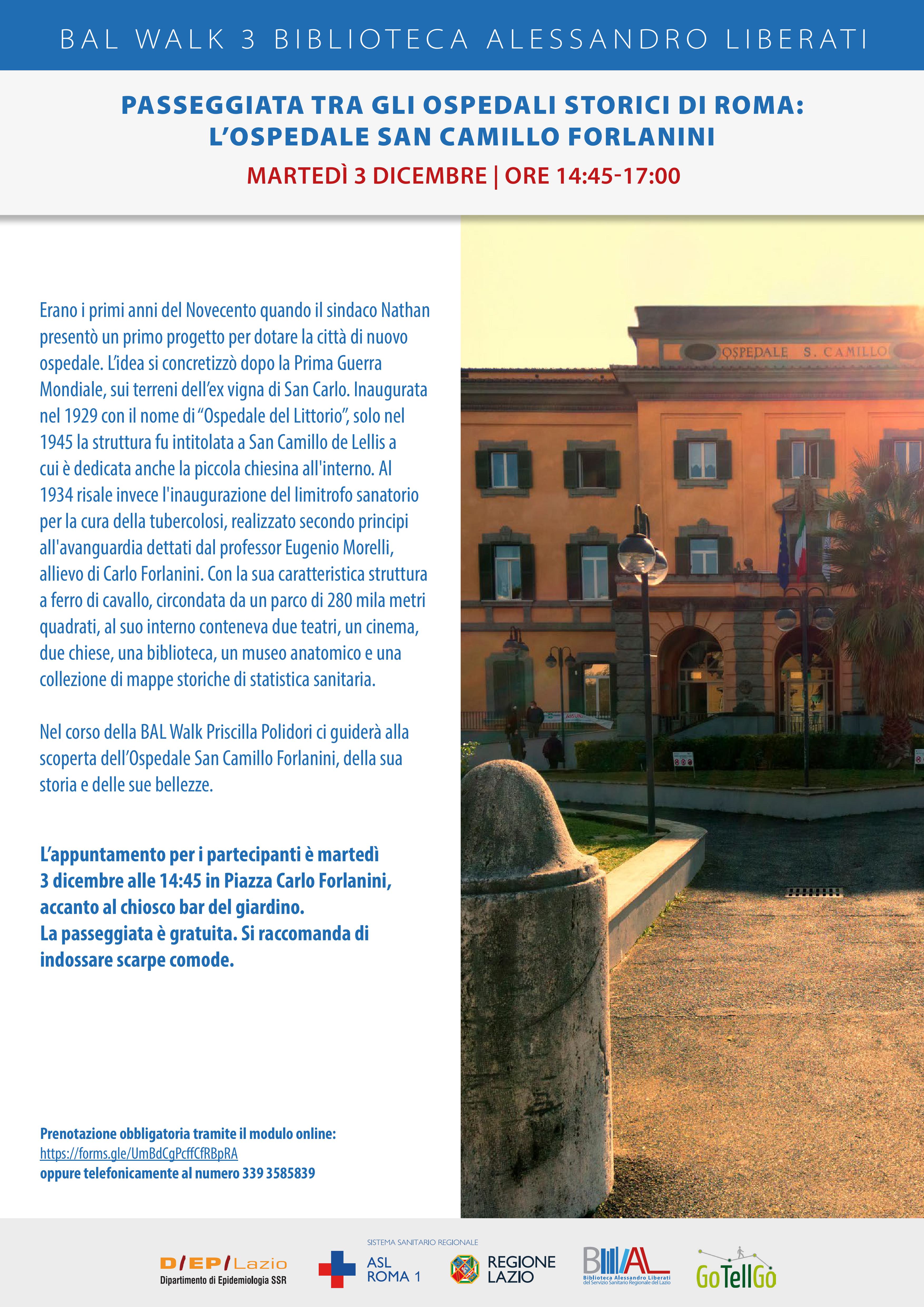 3 dicembre BAL Walk 3 all’Ospedale San Camillo Forlanini