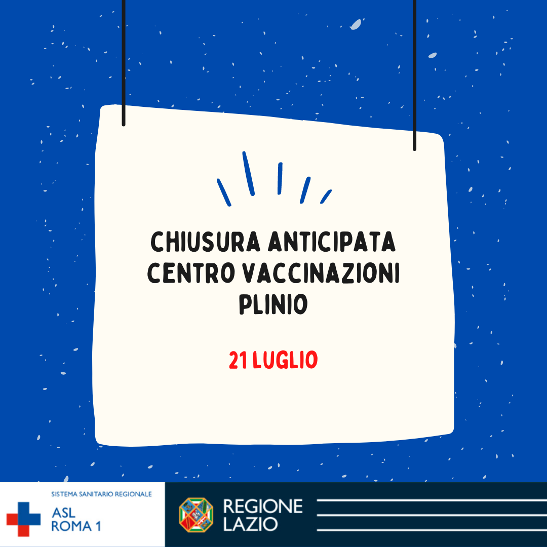 21 luglio Chiusura anticipata Centro Vaccinazioni Plinio