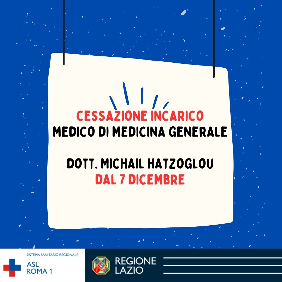 Medico di Medicina Generale Distretto 2: cessazione incarico Dott. Michail Hatzoglou (7 dicembre)