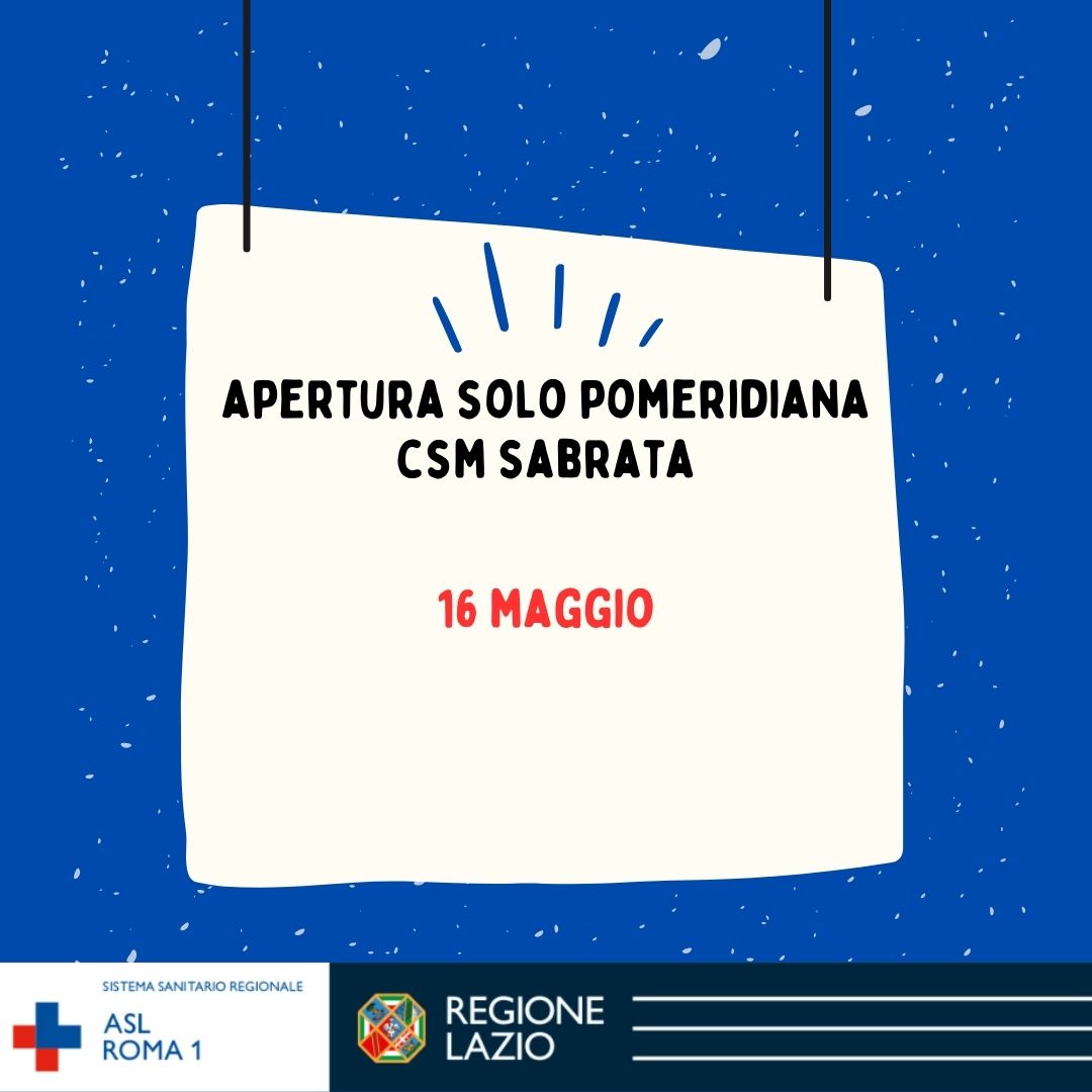 16 maggio apertura solo pomeridiana CSM Sabrata