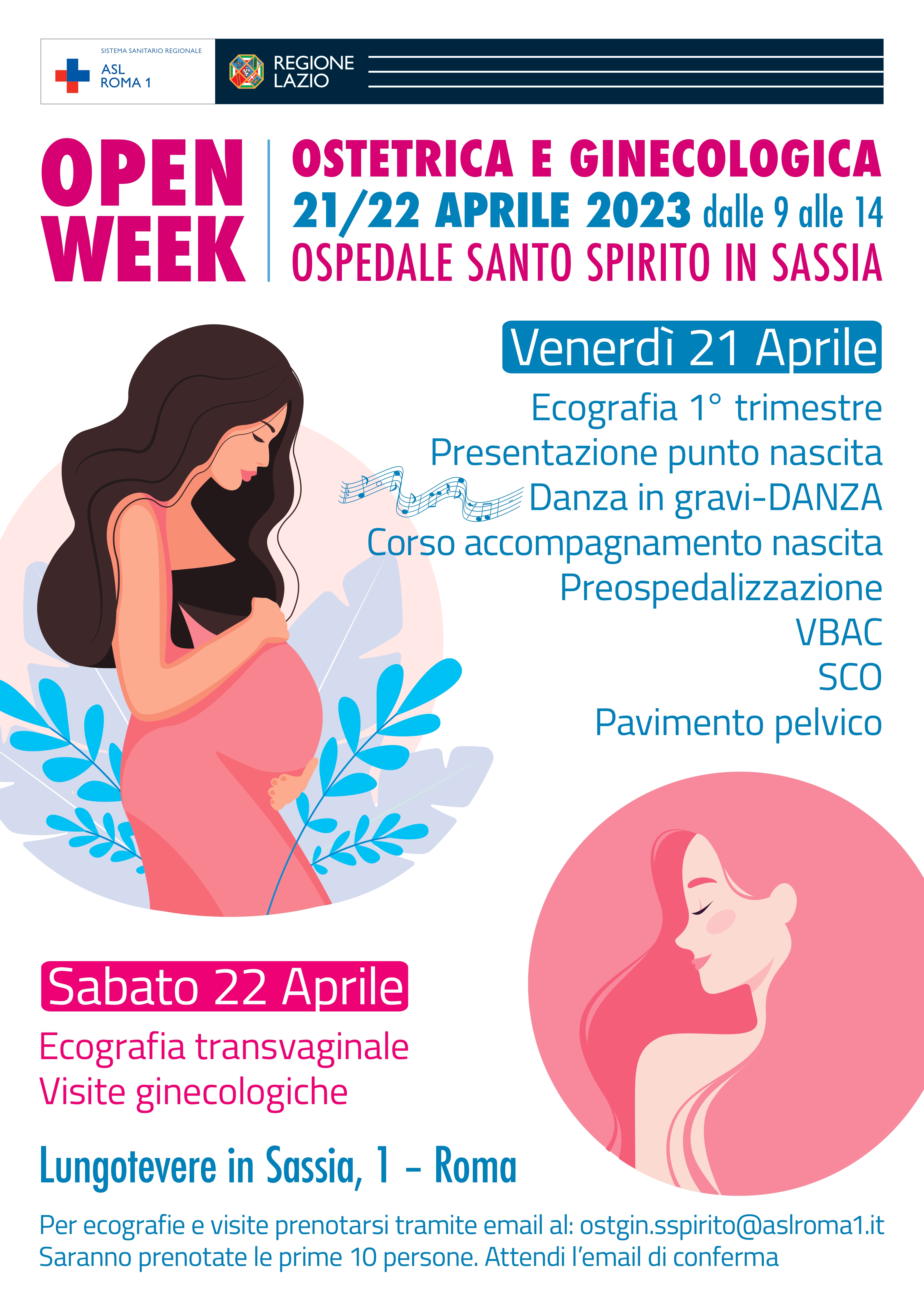 antperima locandina con programma per 21-22 aprile Open Week Ostetrico e Ginecologico al Santo Spirito