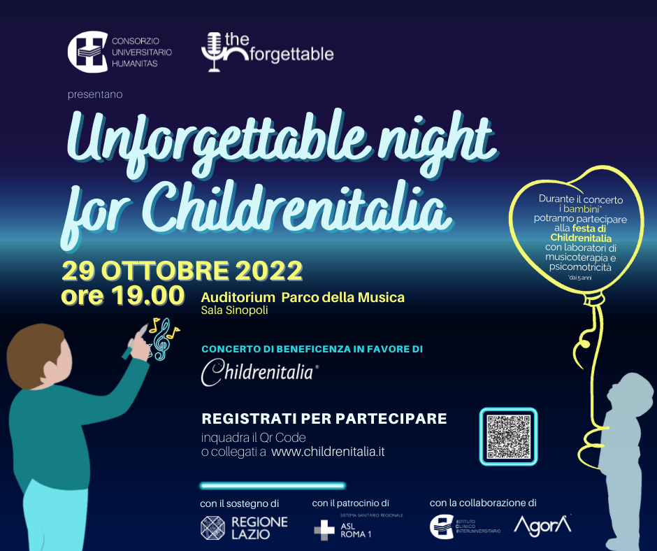 29 ottobre Concerto di beneficenza “Unforgettable Night for Childrenitalia”