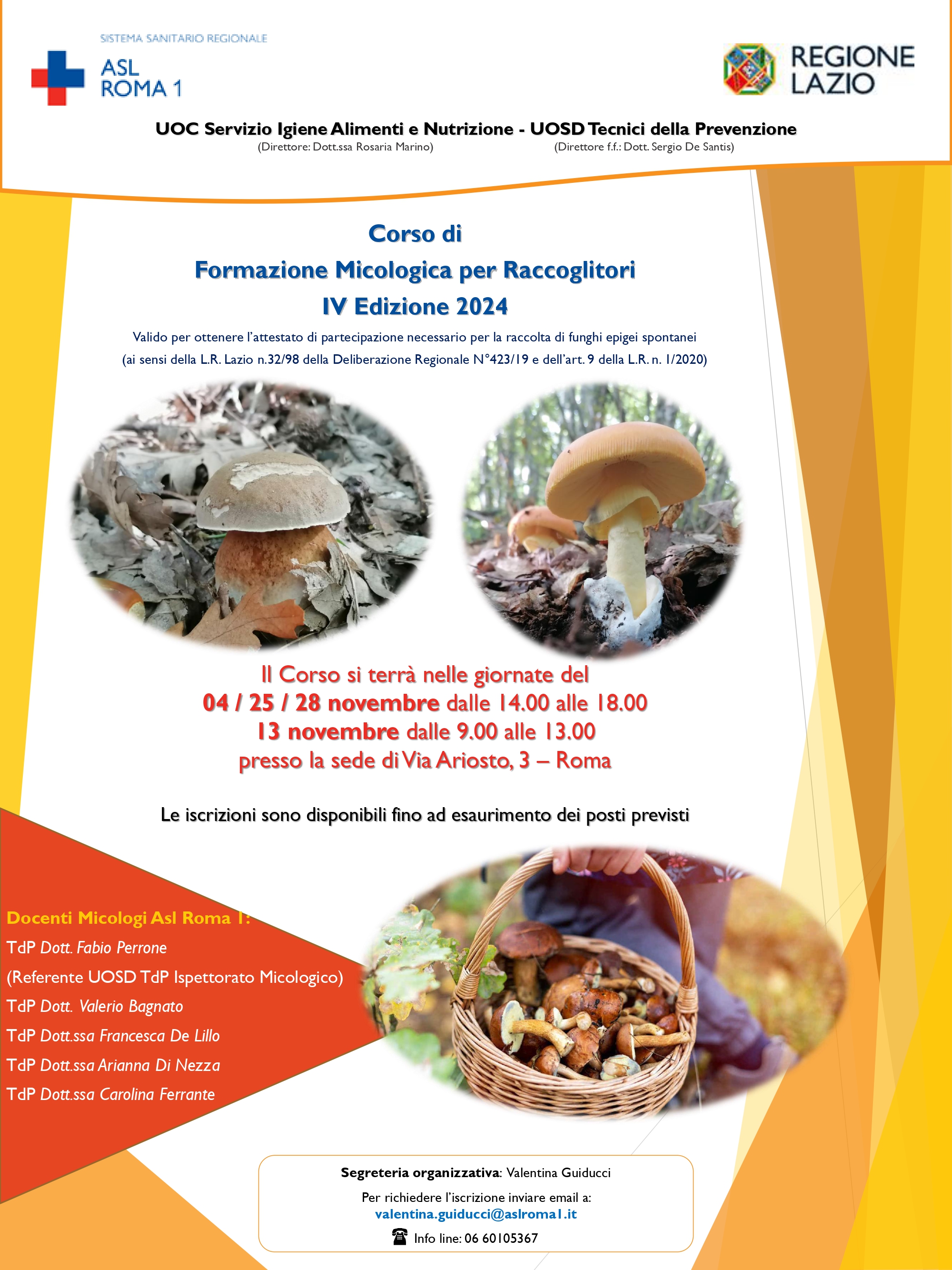 Corso di formazione Micologica per la raccolta di funghi spontanei - IV Edizione