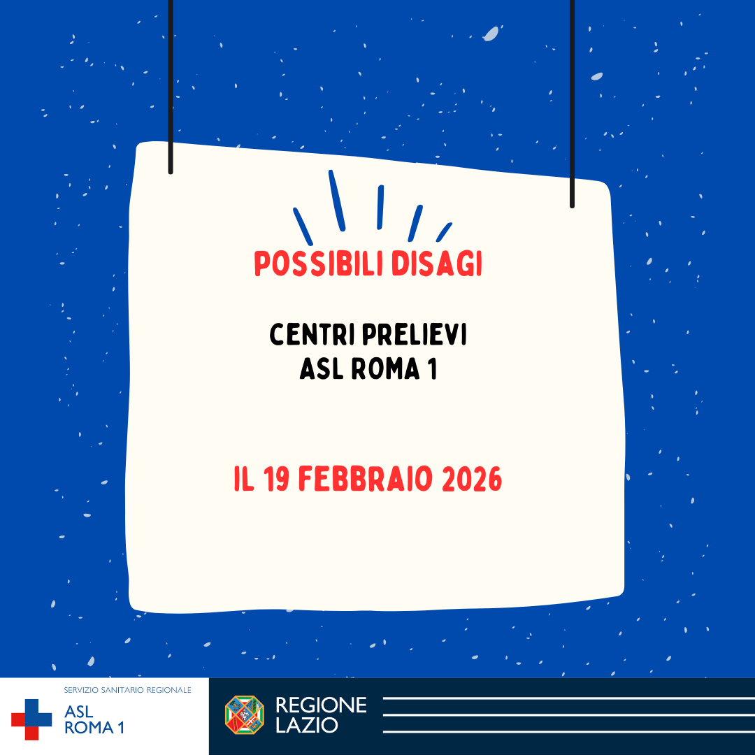 19 febbraio possibili disagi ai Centri prelievi ASL Roma 1 per problemi tecnici