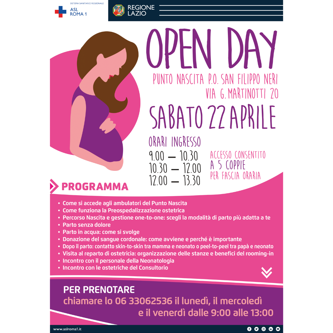 22 aprile Open Day Punto Nascita al San Filippo Neri