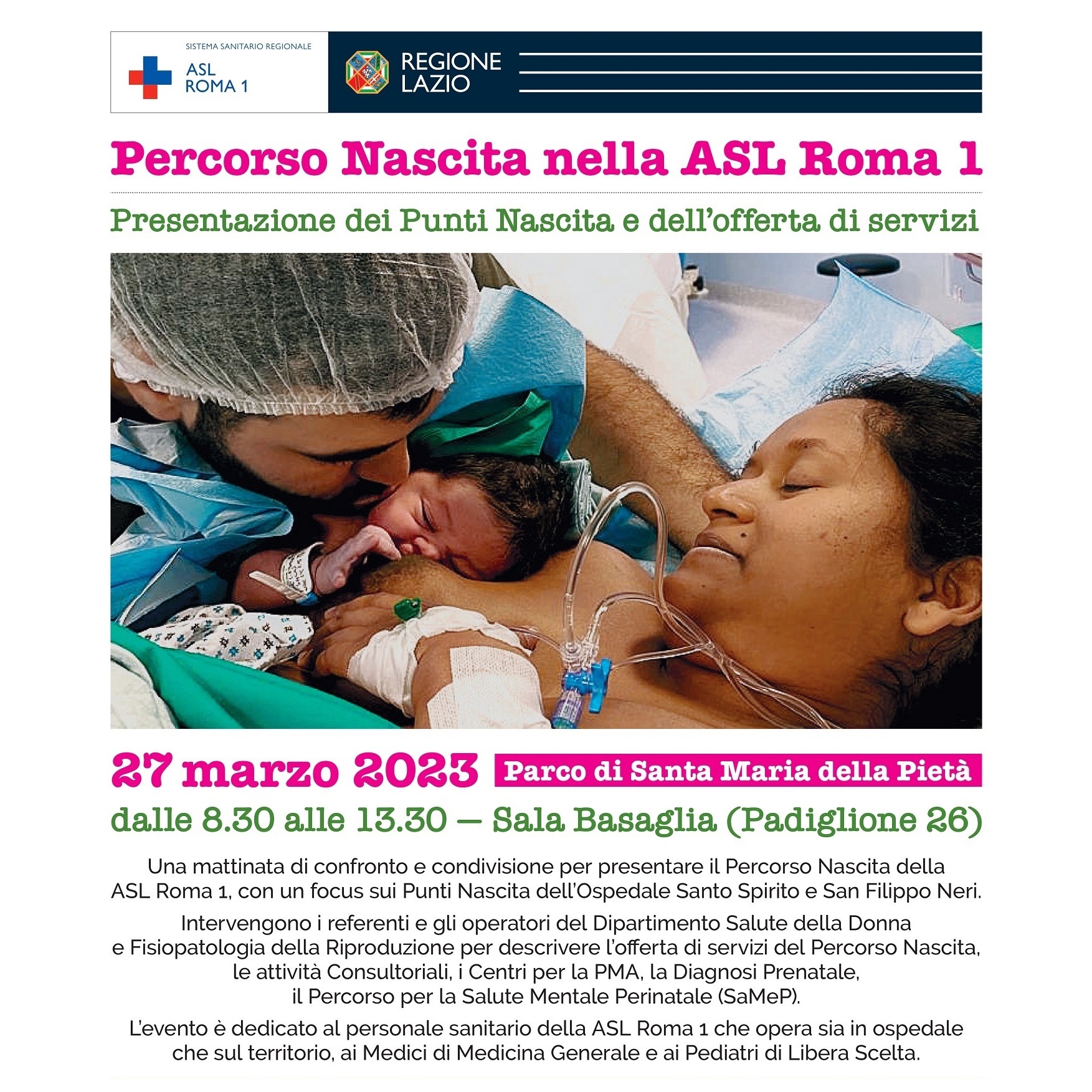 27 marzo Percorso Nascita nella ASL Roma 1, evento dedicato a personale sanitario, Medici di Medicina Generale e Pediatri di Libera Scelta