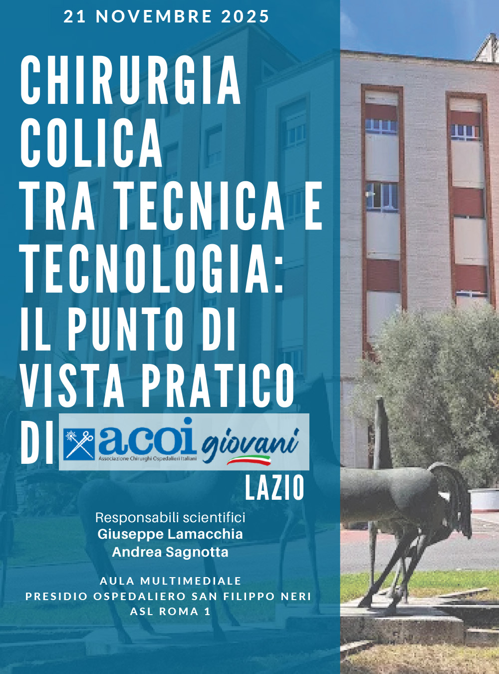 Il 21 novembre convegno “Chirurgia Colica tra tecnica e tecnologia: il punto di vista pratico di Acoi Giovani LAZIO”