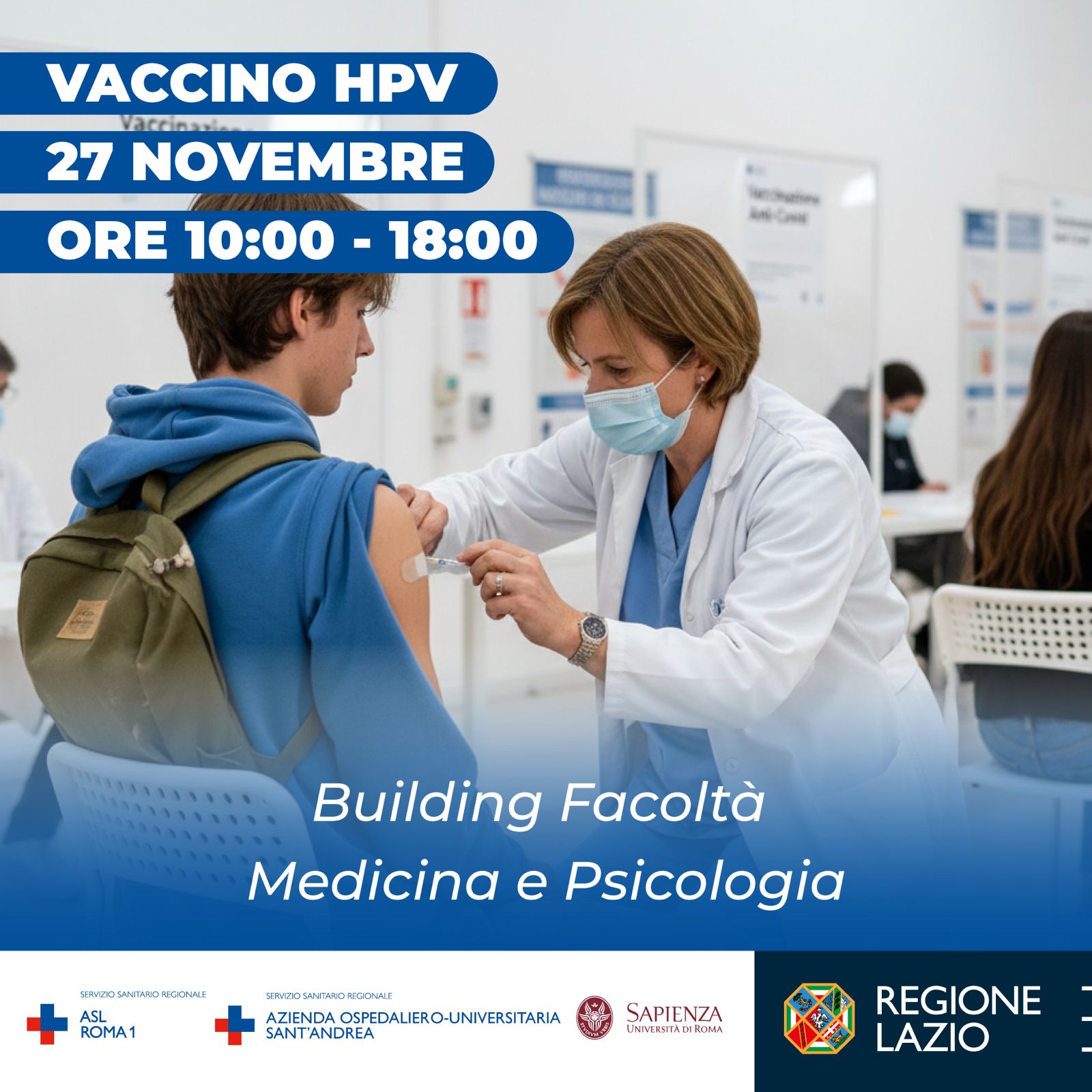 AOU Sant’Andrea, Il 27/11 Open Day con ASL Roma 1 per la vaccinazione HPV