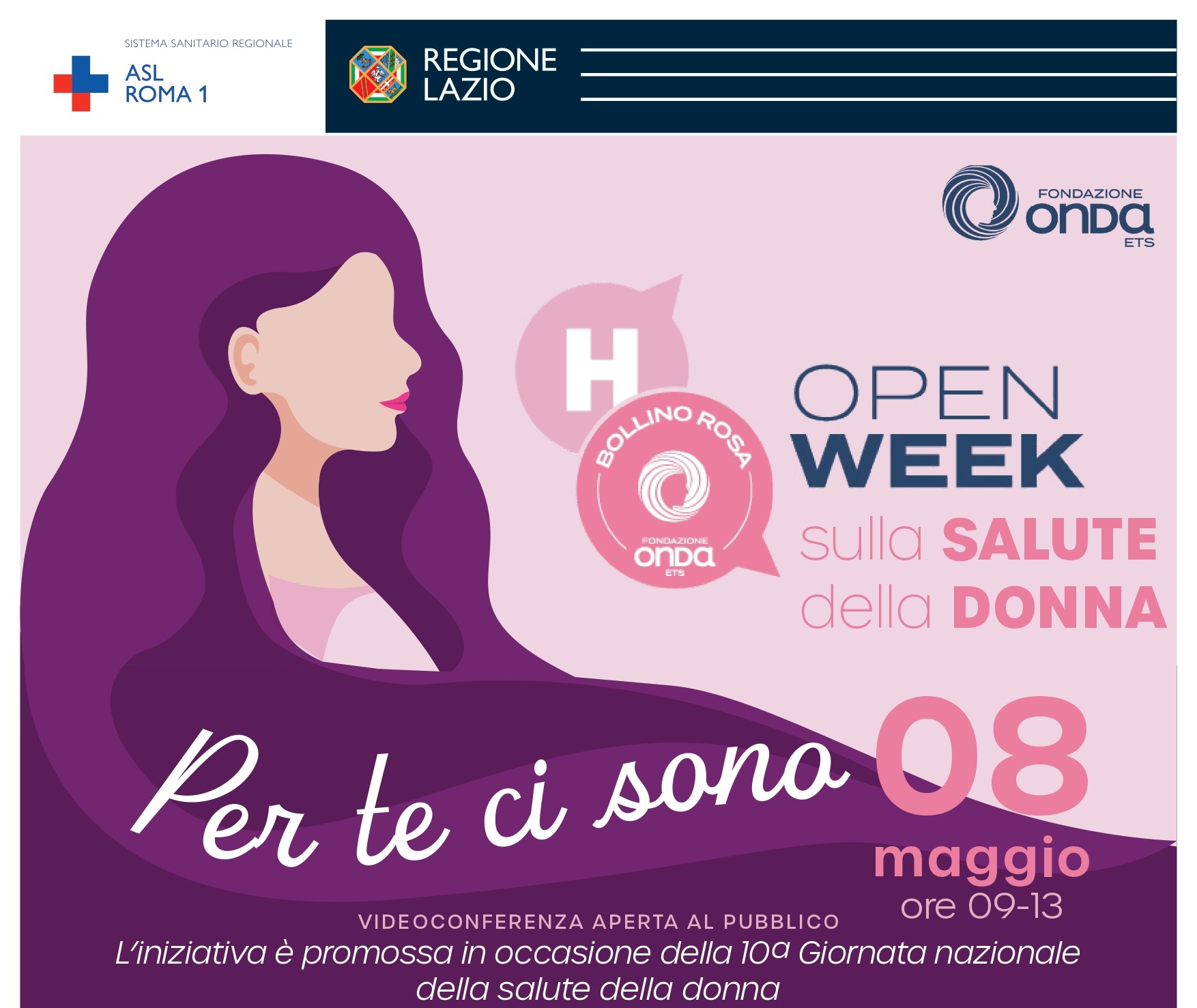 8 maggio Videoconferenza “Per te ci sono” Open Week sulla Salute della Donna