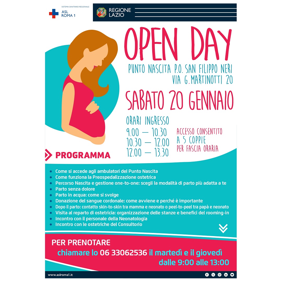 20 gennaio Open Day Punto Nascita all’Ospedale San Filippo Neri